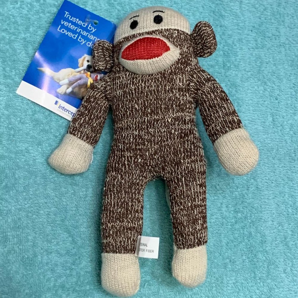 Sock Monkey Squeaky Dog Toy